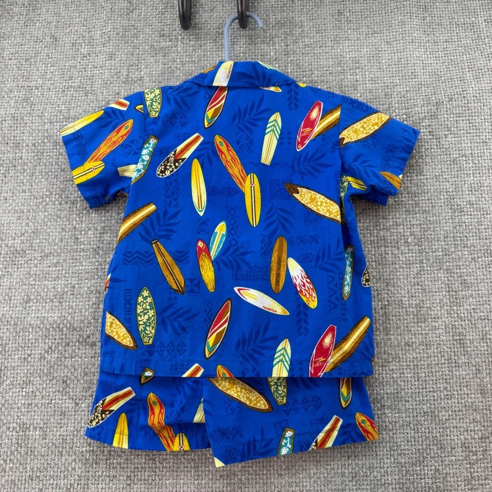 RJC Hawaiian Cabana Kids 3T 2pc Set 100 Cotton Blue Surfboard Print Hawaii Made‎